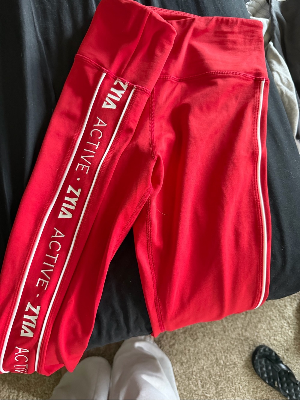 ZYIA Red Kids' Active Leggings with Side Logo Tape